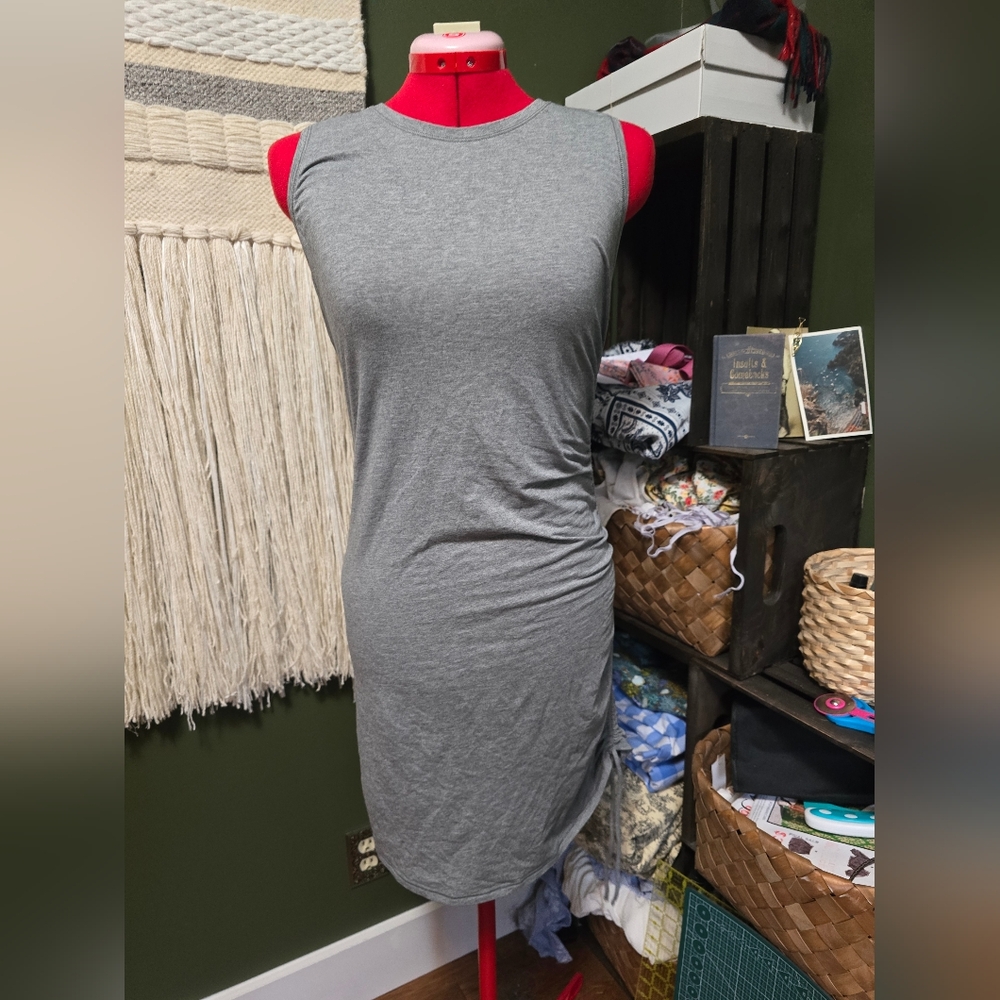 Grey bodycon side tie up dress